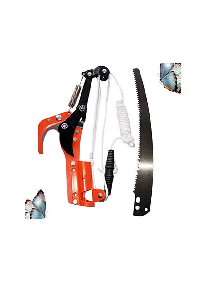 PROMASS بروماس 1 مجموعة من مقص الأشجار مع أداة تقليم طحن ثلاثية الجوانب للحديقة والفناء والمنتزه (أحمر + فضي) - Image 3