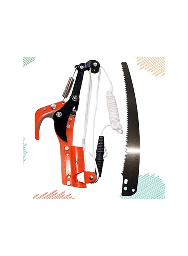 PROMASS بروماس 1 مجموعة من مقص الأشجار مع أداة تقليم طحن ثلاثية الجوانب للحديقة والفناء والمنتزه (أحمر + فضي) - Image 5