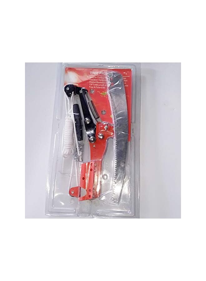 PROMASS بروماس 1 مجموعة من مقص الأشجار مع أداة تقليم طحن ثلاثية الجوانب للحديقة والفناء والمنتزه (أحمر + فضي) - Image 2