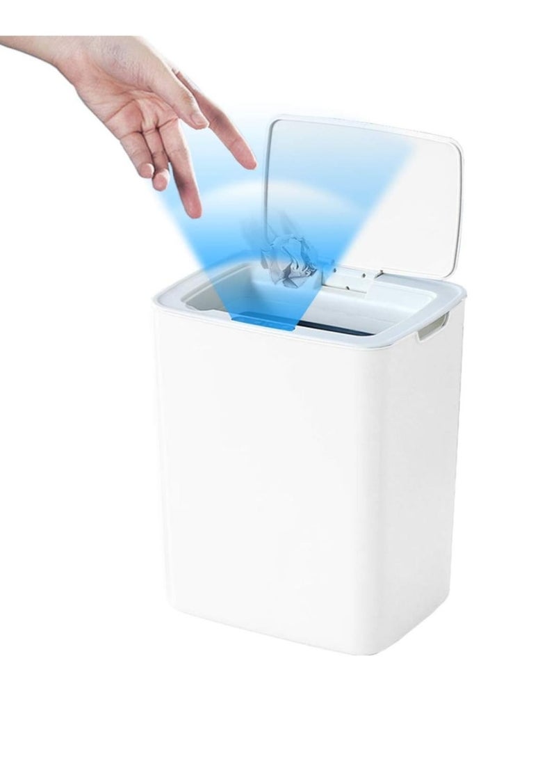 إيه دبليو سلة مهملات ذكية بسعة 14لتر، سلة إلكترونية بدون لمس،قابلة لإعادة الشحن، مناسبة للاستخدام في المنزل، المطبخ، أو غرفة النوم، باللون الأبيض - Image 1