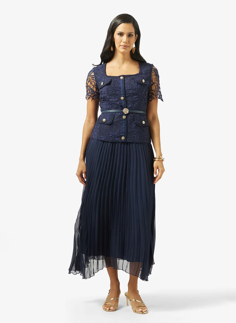 خزانة Mock Vest Lace Dress