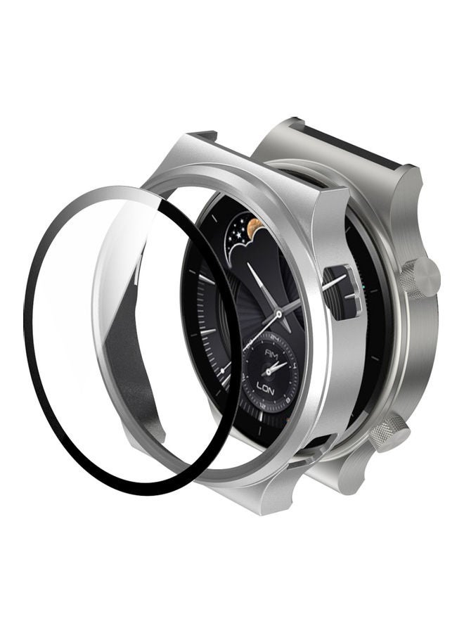 NIBEMINENT Plated Soft Case Cover With Tempered Glass Screen Protector For Huawei Watch GT 2 Pro Silver  - Image 2