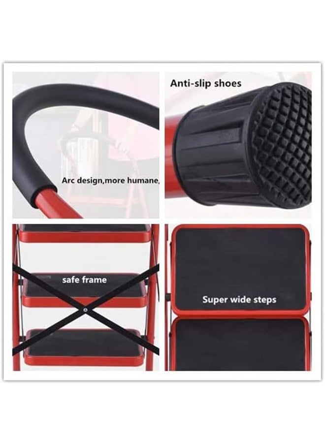 SHOWAY In-House Folding Ladder Domestic Light Stepladder Household Combination Multi function Steps Indoor Outdoor Home 3 Step  - Image 4