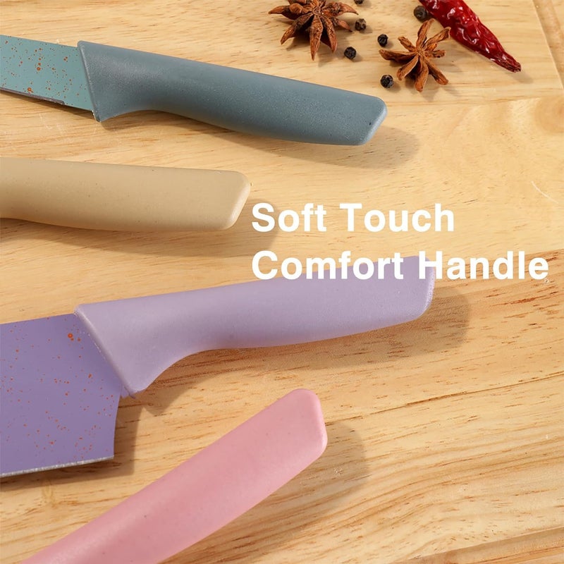 CARTIFY Professional Colorful Kitchen Knives Set of 6 Pieces NonStick Blades with High Carbon Stainless Steel Sharp Kitchen Cutting Knives Set for Slicing - Image 3