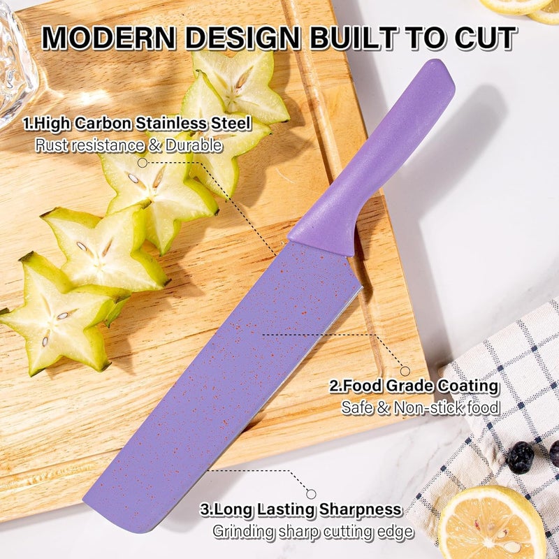 CARTIFY Professional Colorful Kitchen Knives Set of 6 Pieces NonStick Blades with High Carbon Stainless Steel Sharp Kitchen Cutting Knives Set for Slicing - Image 4