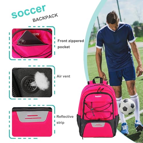 DAFISKY Youth Soccer Backpack Basketball Bag,Ball Compartment&Breathable Separate Cleat Water-Resistant Lightweight Durable Ergonomic Comfort Sports Equipment for Volleyball Football Rugby Training - Image 3
