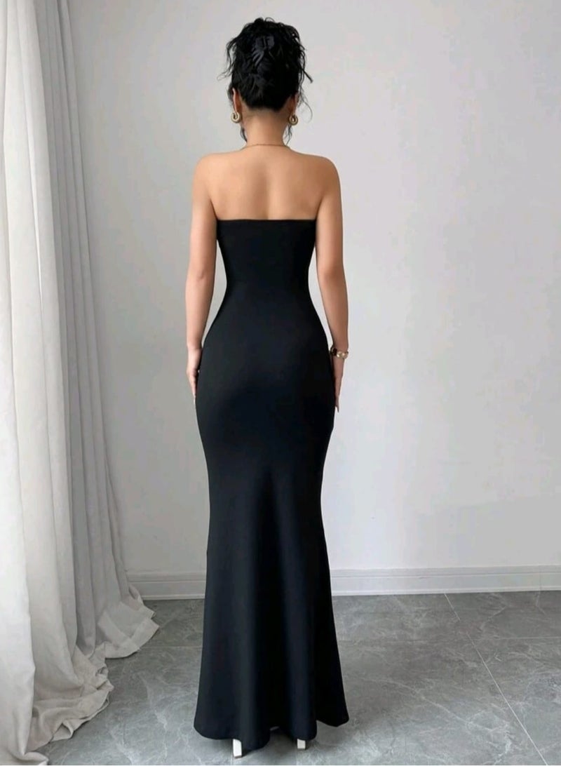 Shein Elenzga SHEIN WomenDRESS Elegant Tube Dress With Sculpted Floral Design Fishtail Dress  - Image 5