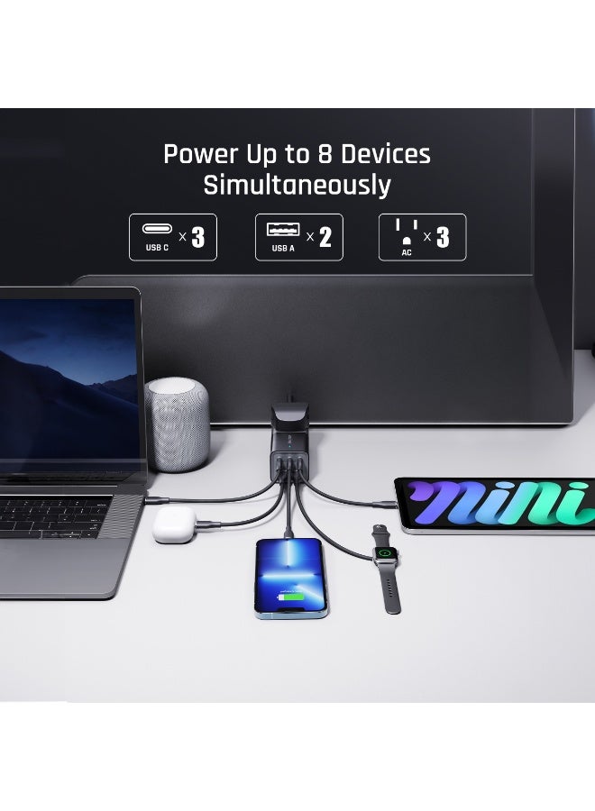 VOLTME 6-in-1 GaNFast Power Strip 75W – 3250W Heavy-Duty AC Socket Extension with 3 USB-C PD Ports, 2 USB-A QC 3.0 Ports, 1.2m Type-C Cable + 1.8m Extension Cable, Compatible with iPhone Air, iPhone 17/17 Pro/17 Pro Max, iPhone 16 Pro/Max/Plus, Galaxy S24/S23/S22, MacBook Pro/Air, Dell XPS, iPad Pro, Steam Deck, Ideal for Travel - Image 2