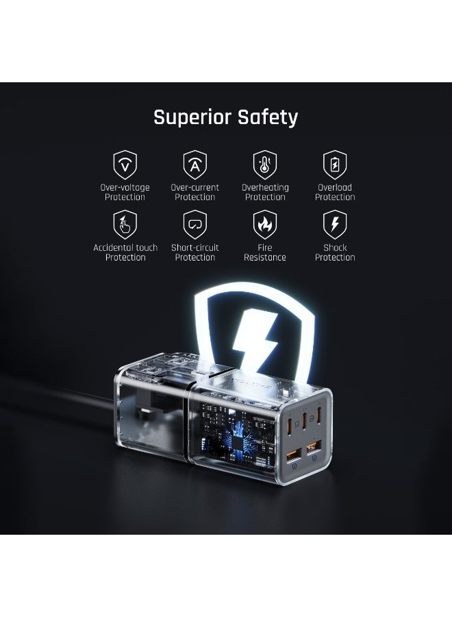 VOLTME 6-in-1 GaNFast Power Strip 75W – 3250W Heavy-Duty AC Socket Extension with 3 USB-C PD Ports, 2 USB-A QC 3.0 Ports, 1.2m Type-C Cable + 1.8m Extension Cable, Compatible with iPhone Air, iPhone 17/17 Pro/17 Pro Max, iPhone 16 Pro/Max/Plus, Galaxy S24/S23/S22, MacBook Pro/Air, Dell XPS, iPad Pro, Steam Deck, Ideal for Travel - Image 5