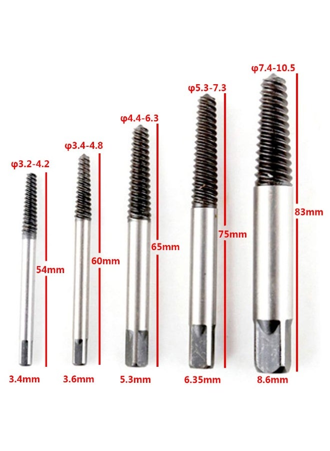 5Pcs/Set Steel Broken Speed Out Damaged Screw Extractor Drill Bit Guide Set Broken Bolt Remover Easy Out Set - Image 2