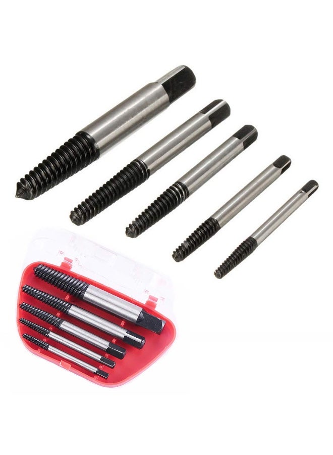 5Pcs/Set Steel Broken Speed Out Damaged Screw Extractor Drill Bit Guide Set Broken Bolt Remover Easy Out Set - Image 1