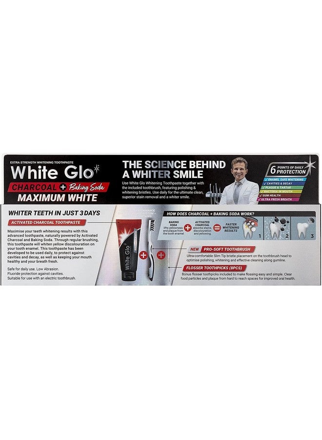 White Glo Charcoal + Baking Soda Maximum White Toothpaste 150G - Image 3