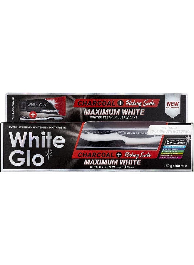 White Glo Charcoal + Baking Soda Maximum White Toothpaste 150G - Image 2