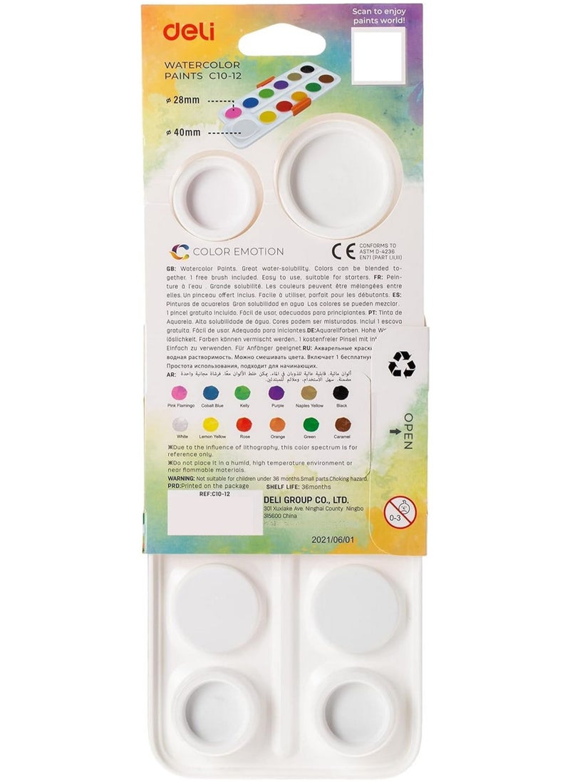 Deli Colour Emotion Water 12 Colour Paint  - Image 2