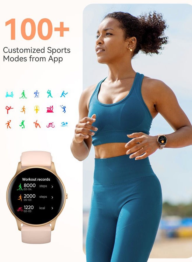 AGPtek IP68 Waterproof Fitness Tracker Watch Heart Rate Monitor Pedometer Sleep Monitor Smartwatch for Women, Rose Gold, LW11 - Image 5