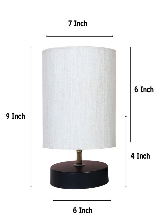 tu casa Black Metal Base Table Lamp | Off-White Cotton Shade | Decorative Bedside & Desk Lamp for Bedroom Living Room Lounge Office Study | Home Décor & Festive Gifting - Image 4