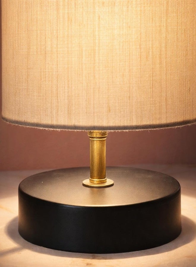 tu casa Black Metal Base Table Lamp | Off-White Cotton Shade | Decorative Bedside & Desk Lamp for Bedroom Living Room Lounge Office Study | Home Décor & Festive Gifting - Image 3