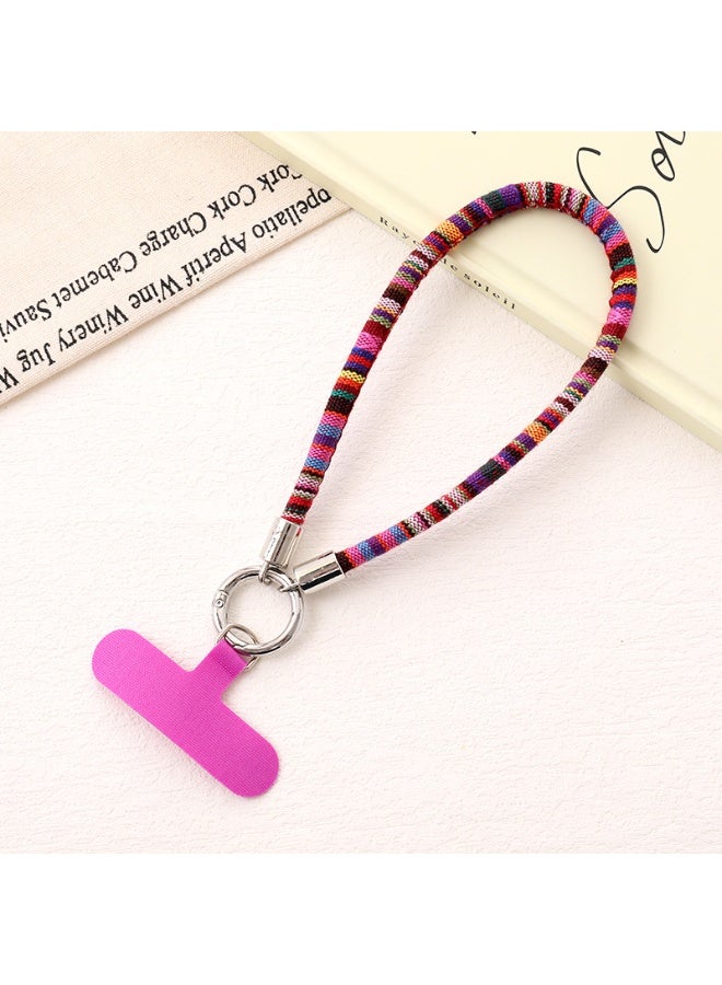 NIBEMINENT Phone Charm/ Chain Strap for Women Girls, Ethnic Style Braided Rope Cell Phone Case Lanyard Wrist Strap，K5183/Rose Red