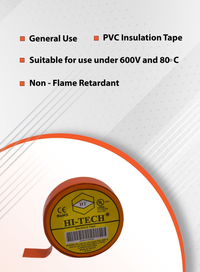Hi-Tech Electrical Tape - 50 FT Orange - Image 2