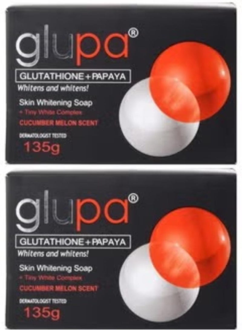 Glupa Glutathione+papaya Skin Whitening Soap 135 gm - 2 piece - Image 1