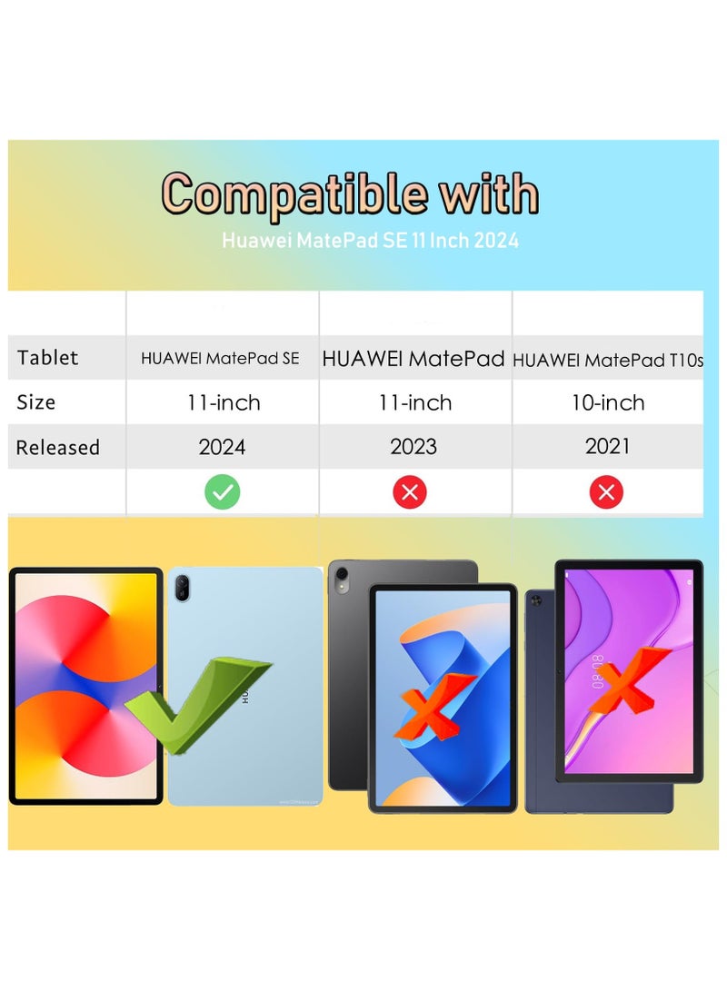 Suitable for The 2024 New Huawei MatePad SE 11 Inch Tablet Protective Case Honeycomb Three Fold Silicone Soft Shell (Black)  - Image 2