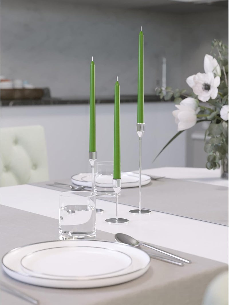 Luces Taper Candles 10 inch (H) Dripless, Set of 4 Green Scented and Smokeless Candles Long Burning Paraffin Wax with Cotton Wicks for Decoretion - Image 2