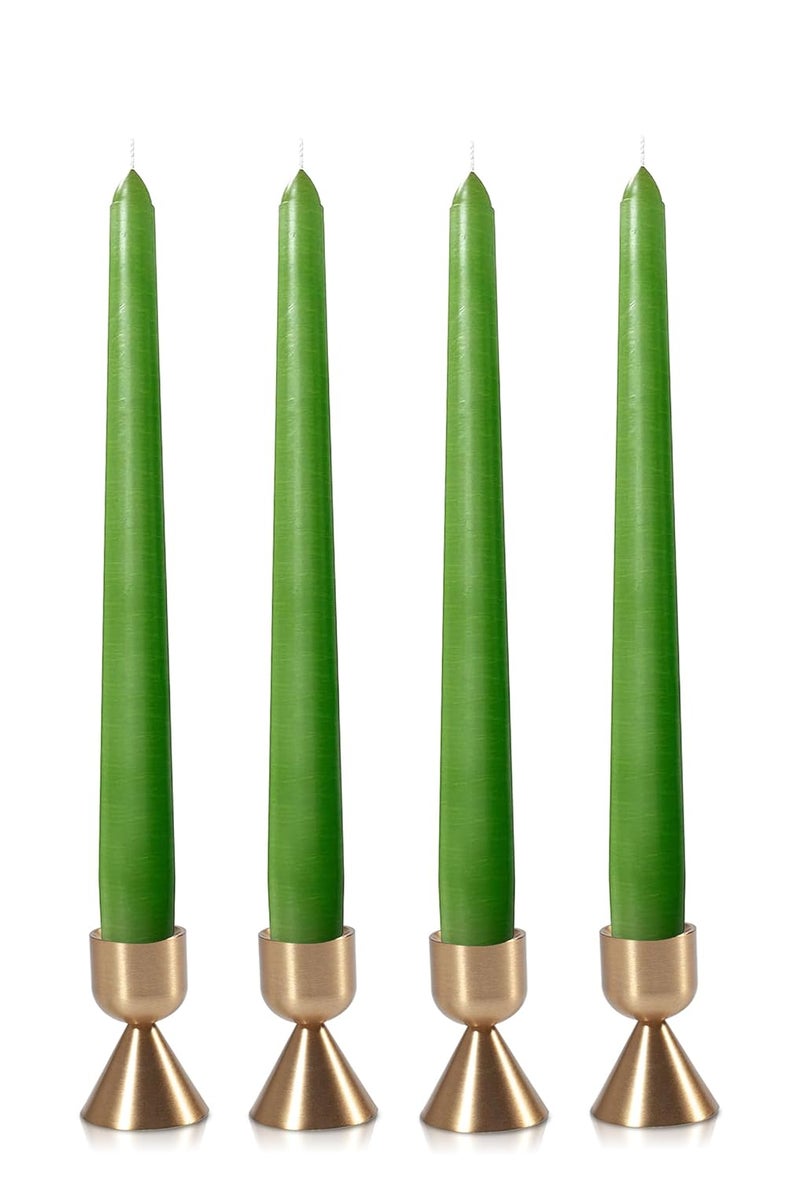 Luces Taper Candles 10 inch (H) Dripless, Set of 4 Green Scented and Smokeless Candles Long Burning Paraffin Wax with Cotton Wicks for Decoretion - Image 1