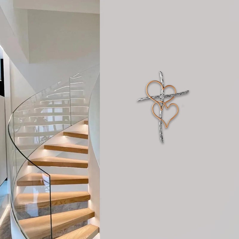 Imerance Wall Cross - Heart Metal Crosses Religious Wall Art for Wall - Wall Hanging Cross Wall Decor for Living Room Bedroom Wedding Decor(Entwined Hearts) - Image 3