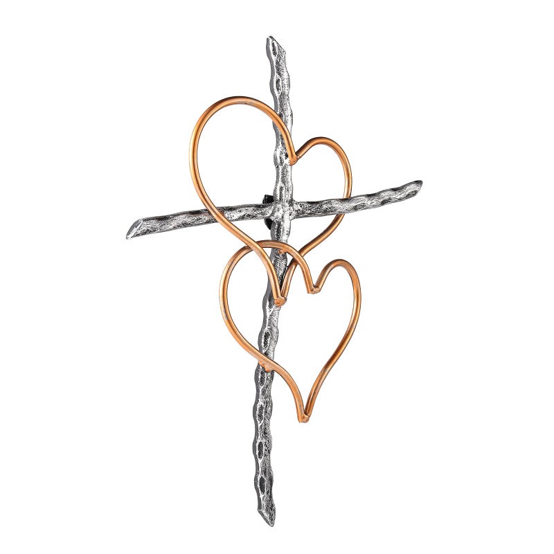 Imerance Wall Cross - Heart Metal Crosses Religious Wall Art for Wall - Wall Hanging Cross Wall Decor for Living Room Bedroom Wedding Decor(Entwined Hearts) - Image 5