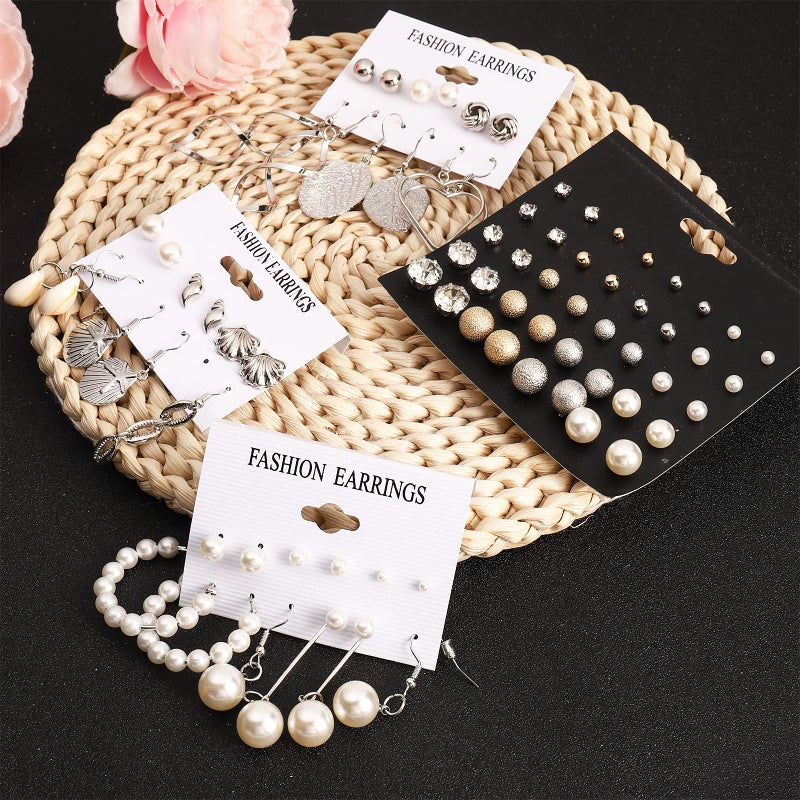 NEWITIN 101 Pairs Silver Jewelry Set for Women Fashion Costume Jewelry Silver Plated Earrings Studs Earrings Set for Women - Image 5