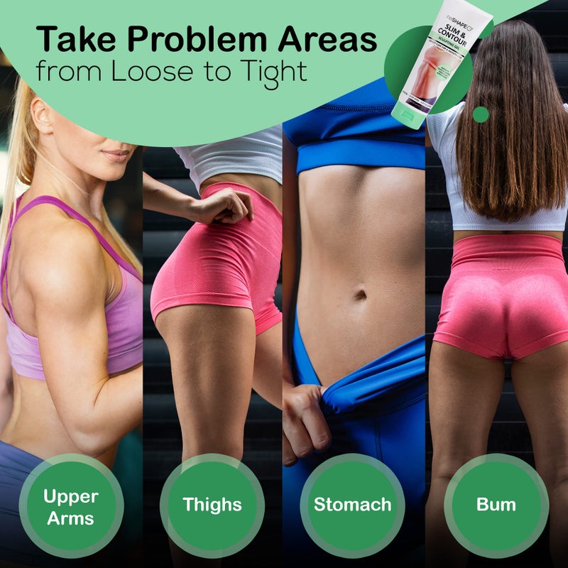 Reshape+ Tummy Tightening Cream Anti Cellulite Slimming Body Firming Gel â€“ Body Sculpting Hydrating Gel Fades Stretch Marks, Tightens Loose Belly Skin & Skin On Legs, Arms, Body, & Butt - Image 2
