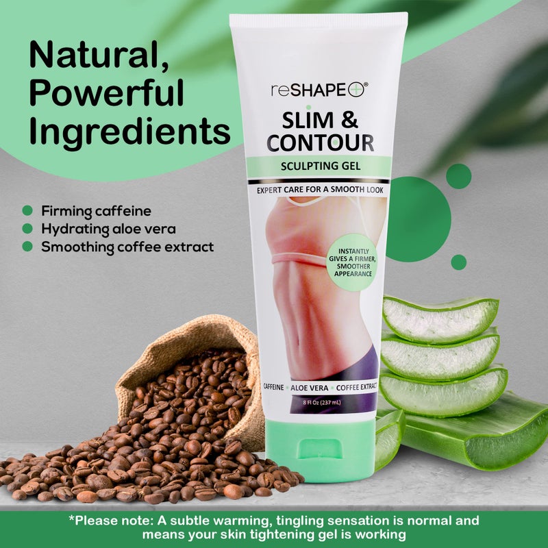 Reshape+ Tummy Tightening Cream Anti Cellulite Slimming Body Firming Gel â€“ Body Sculpting Hydrating Gel Fades Stretch Marks, Tightens Loose Belly Skin & Skin On Legs, Arms, Body, & Butt - Image 4