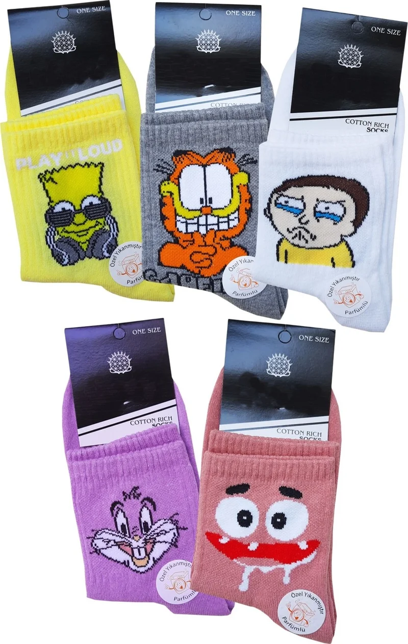 هيبسين راكيب Rivaling All 5 Unisex Patterned Half Socks Cotton Fun Tennis Sports
