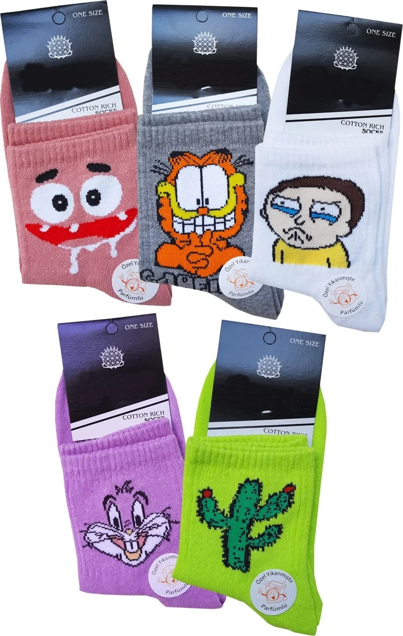 هيبسين راكيب Rivaling All 5 Unisex Patterned Half Socks Cotton Fun Tennis Sports