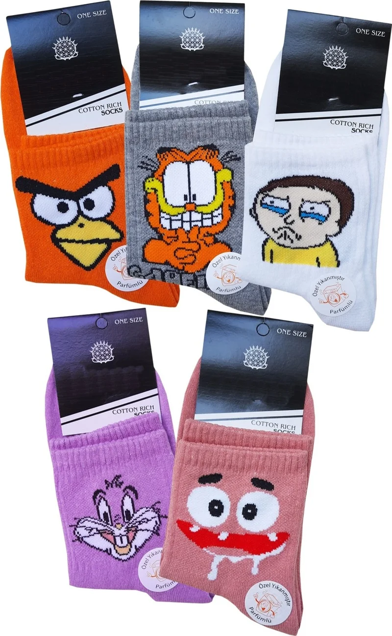 هيبسين راكيب Rivaling All 5 Unisex Patterned Half Socks Cotton Fun Tennis Sports
