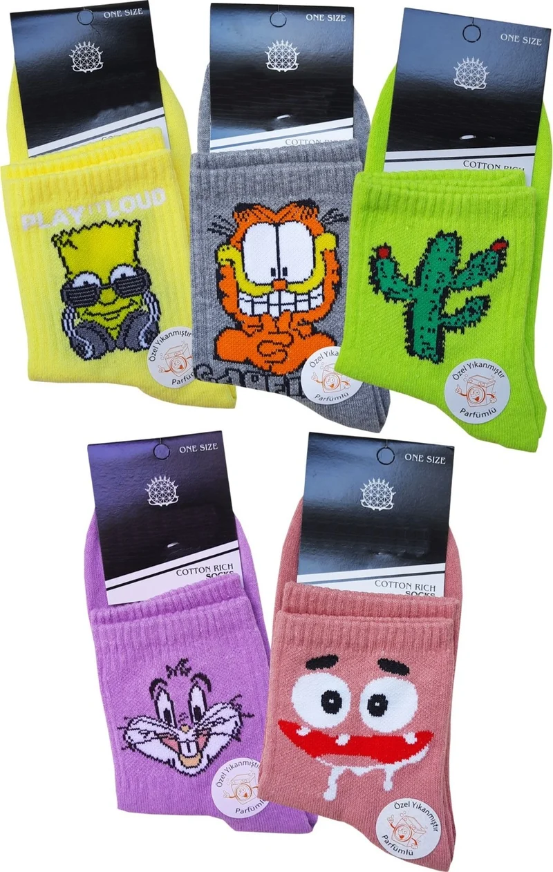 هيبسين راكيب Rivaling All 5 Unisex Patterned Half Socks Cotton Fun Tennis Sports