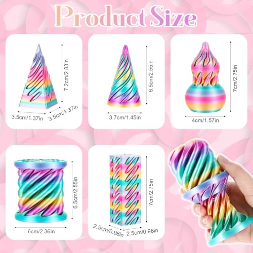Guiqulai 5pcs 3D Printed Fidget Toys Impossible Cone Pyramid Passthrough Toys 3D Printed Spiral Fidget Toy for Adults Birthday Gift - Image 5