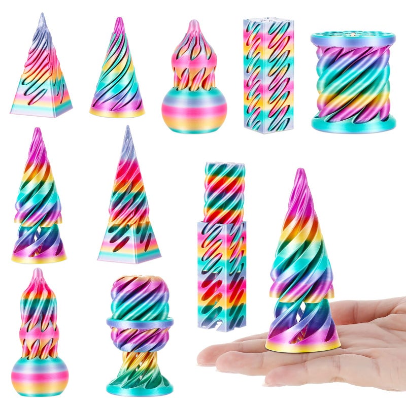 Guiqulai 5pcs 3D Printed Fidget Toys Impossible Cone Pyramid Passthrough Toys 3D Printed Spiral Fidget Toy for Adults Birthday Gift - Image 3