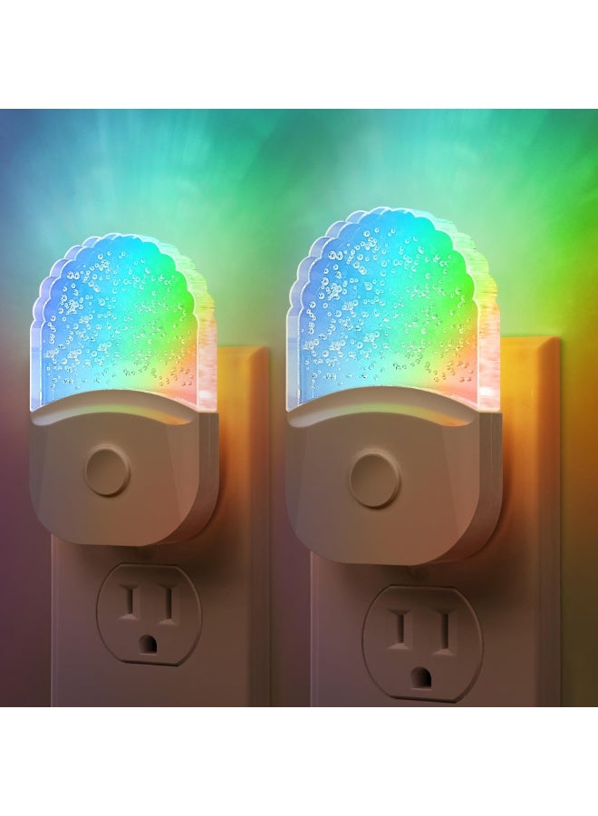 2-Pack Color Changing RGB & Soft White LED Night Lights with Dusk-to-Dawn Sensor, Plug-in for Bedroom, Nursery, Bathroom - Image 1