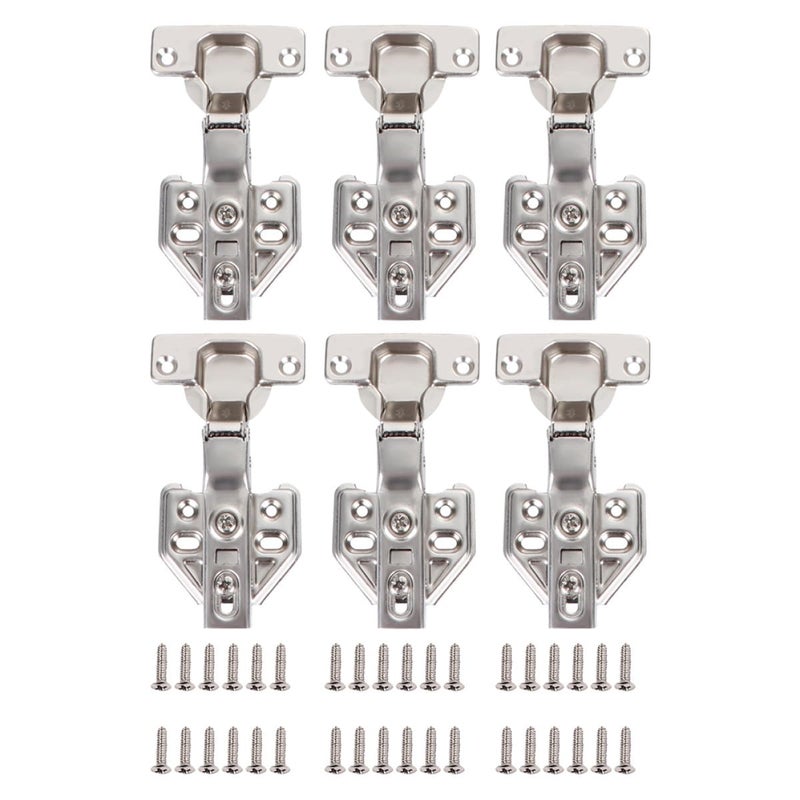 Heavy Duty Stainless Steel Soft Close Hydraulic Cabinet Hinges 6pcs Set 1 2mm Thick with Screws - Image 2