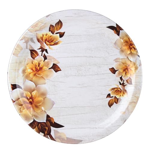 Serve N Style 24 Pieces Melamine Dinner Set | Stylish, Light-Weight, Unbreakable, Freezer Safe, Dishwasher Safe, Daily Use Crockery Set for Dining & Gifting | Round Shape (24PC OM-Yellow Flower) - Image 2