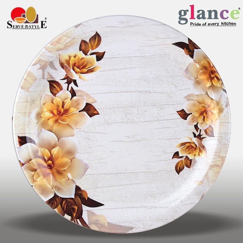 Serve N Style 24 Pieces Melamine Dinner Set | Stylish, Light-Weight, Unbreakable, Freezer Safe, Dishwasher Safe, Daily Use Crockery Set for Dining & Gifting | Round Shape (24PC OM-Yellow Flower) - Image 4