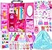 Ecore Fun Fashion Doll Closet Wardrobe for Doll Clothes and Accessories Storage  Lot 102 Items Include Clothes Dresses Shoes Bags Necklace Shoes Rack Hangers for 115 Inch Girl Doll Clothes - Image 4