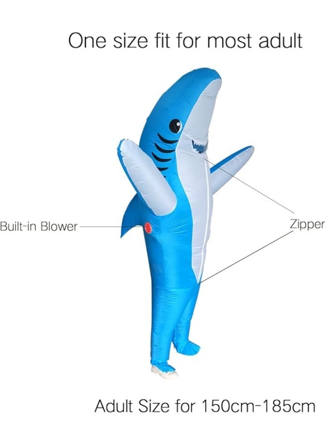 Adults Inflatable Halloween Costumes Blow Up Shark Costume for Halloween, Birthday Gift Cos Play Party，Blue - Image 4