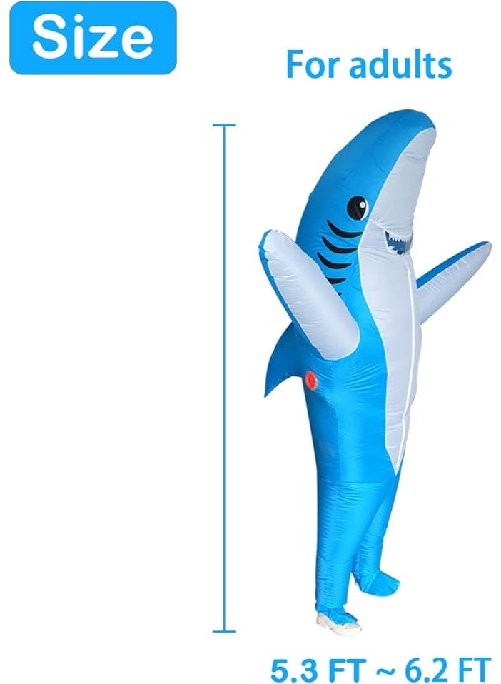 Adults Inflatable Halloween Costumes Blow Up Shark Costume for Halloween, Birthday Gift Cos Play Party，Blue - Image 5
