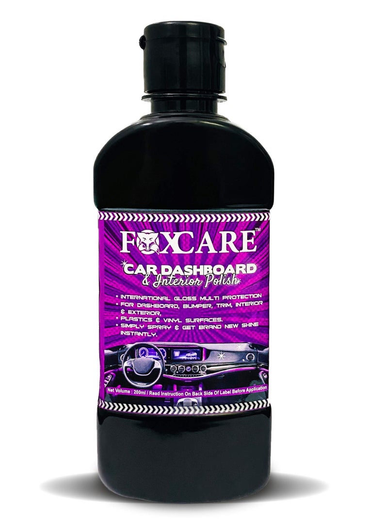 Foxcare Dashboard&Interior Polish For Car&Bike|Protects&Shines Cars,Bike,Motorcycle|Water Repellent Polish For All Auto Care Needs Suitable For Dashboard,Restores Faded Plastic&Fibre-200Ml - Image 3