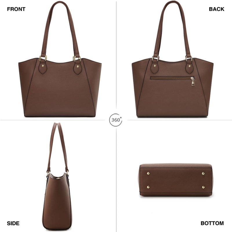 CHICAROUSAL Tote Bag for Women Large Handbags and Purses for Women PU Leather Womens Shoulder Bags (aYB Coffee) - Image 4