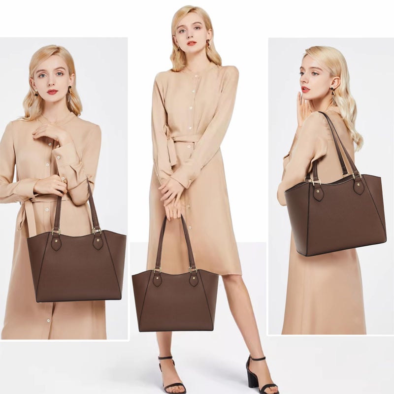 CHICAROUSAL Tote Bag for Women Large Handbags and Purses for Women PU Leather Womens Shoulder Bags (aYB Coffee) - Image 3