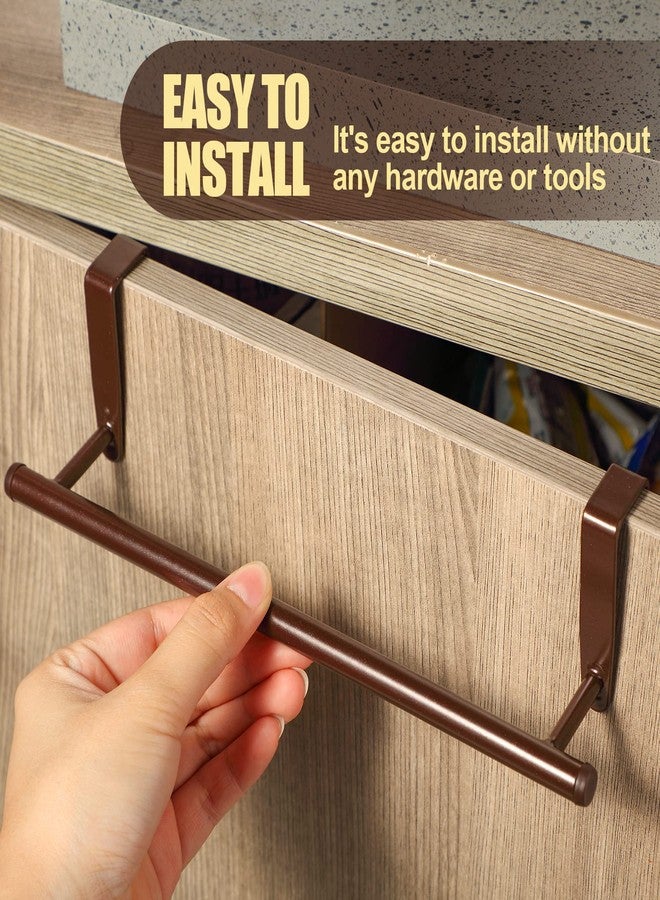 Patelai 2 Pack Towel Rack for Cabinet, Over Cabinet Bar, Strong Steel Towel Holder, 9 Inch for Home Kitchen Bathroom Doors(Bronze) - Image 4