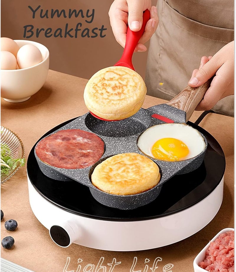 HUPECHAM 4-Cup Egg Pan Nonstick, and Granite Egg Frying Pan, Versatile Breakfast Skillet for Eggs, Pancakes, Plett, Crepes, Compatible with Gas Stove and Induction Cooktop - Image 2